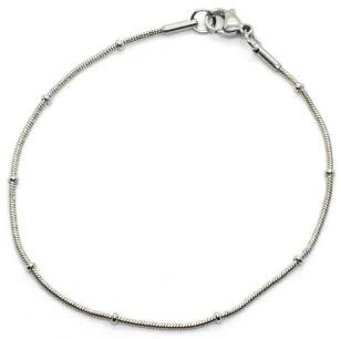 Pulsera de acero quirurgico eslabon cola de raton con mini bolitas 19cm